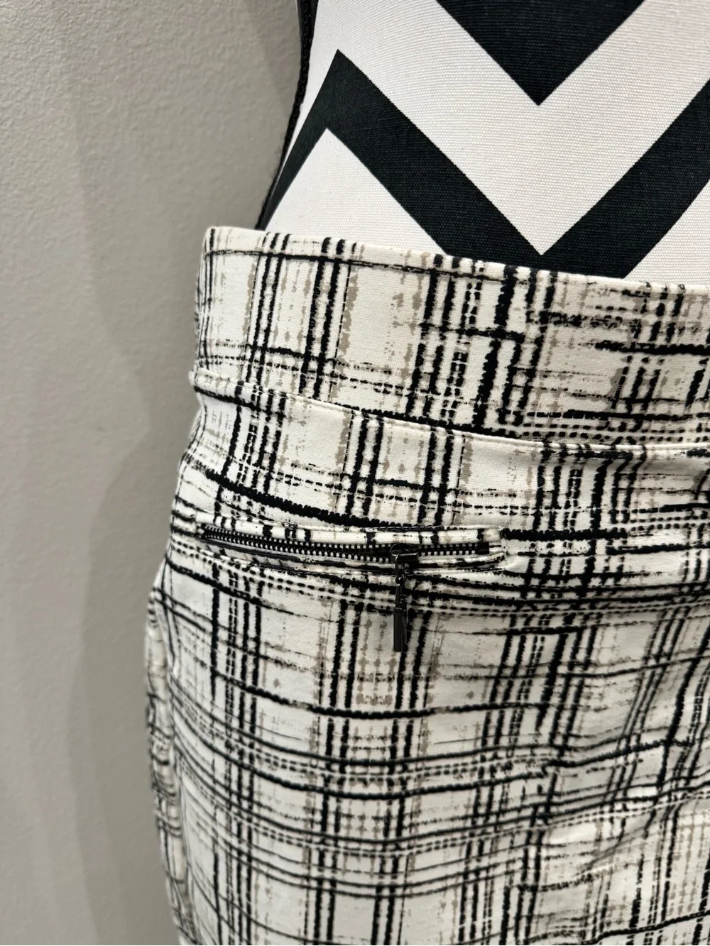 Liverpool Black and White Plaid Pencil Skirt